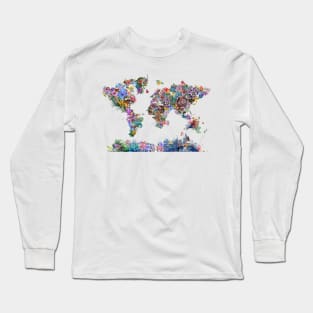 world map floral Long Sleeve T-Shirt